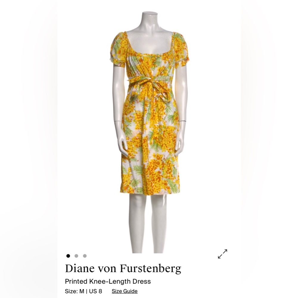 Yellow Floral Tie-Waist DVF Dress Spring summer